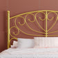 Modern Iron Open-Frame Bed with Arched Headboard and Metal Legs