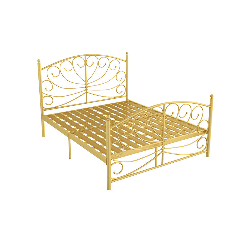 Modern Iron Open-Frame Bed with Arched Headboard and Metal Legs