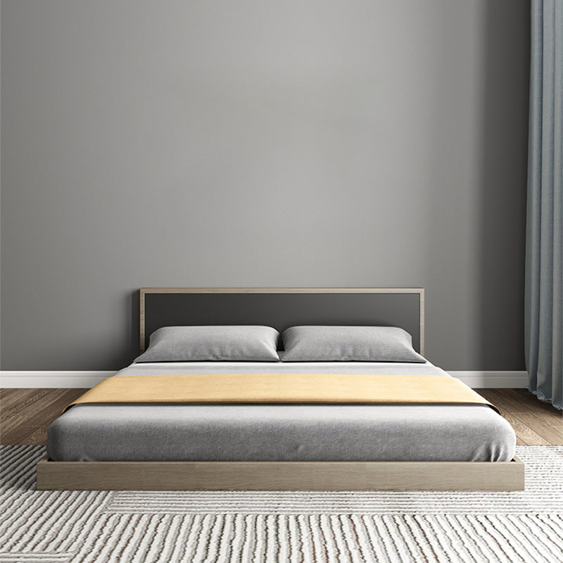 Contemporary Gray Panel Bed with Rectangular Headboard in Wood Twin XL Bed & Mattress Clearhalo 'Bedroom Furniture' 'Beds' 'furn' 'furn_beds' 'Furniture' 5803800