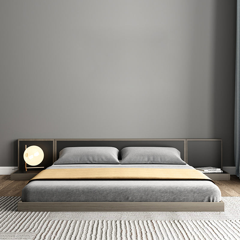 Contemporary Gray Panel Bed with Rectangular Headboard in Wood Queen Bed & Mattress Clearhalo 'Bedroom Furniture' 'Beds' 'furn' 'furn_beds' 'Furniture' 5803803