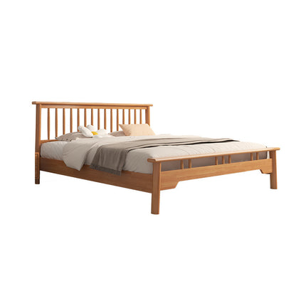 Scandinavian Wood Slat Standard Bed with Rectangular Headboard