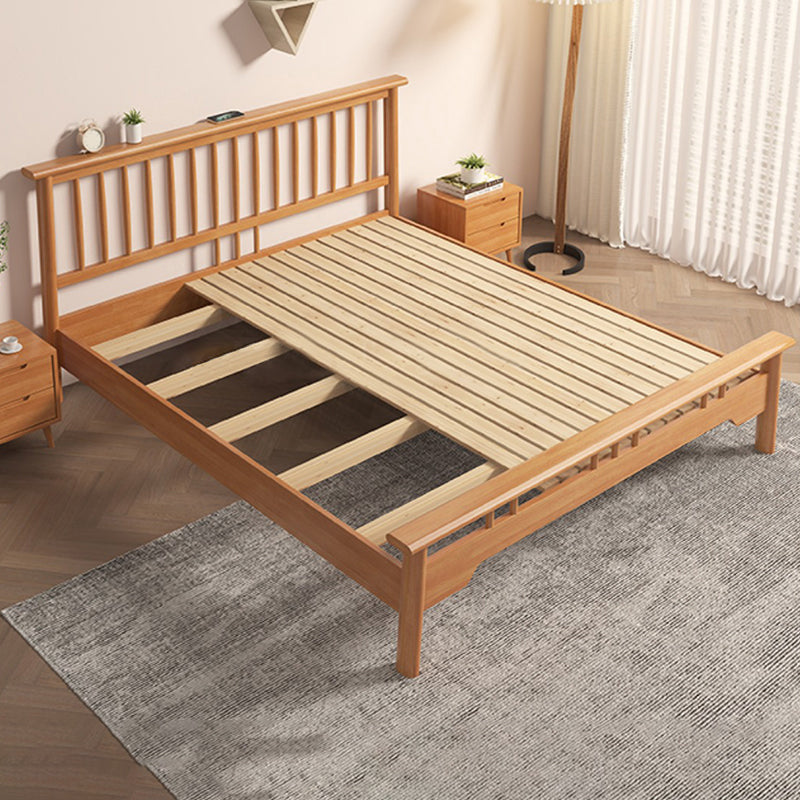 Scandinavian Wood Slat Standard Bed with Rectangular Headboard
