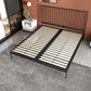 Contemporary Metal and Wood Slat Bed with Rectangular Headboard