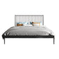 Contemporary Metal and Wood Slat Bed with Rectangular Headboard