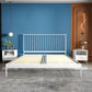 Contemporary Metal and Wood Slat Bed with Rectangular Headboard