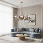 Curved Sheet Chandelier Lamp Mid-Century Clear Glass 6/8-Bulb Gold Hanging Light Fixture with Open Bulb Design Clearhalo 'Ceiling Lights' 'Chandeliers' 'Close To Ceiling Lights' 'Glass shade' 'Glass' 'Modern Chandeliers' 'Modern' Lighting' 58043A32-A6AE-4830-82F4-ABA7D1F0941B