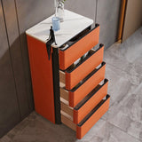 Credienza in pelle arancione credenza a buffet di pietra moderna con cassetto per sala da pranzo