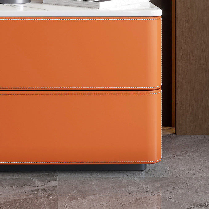 Credienza in pelle arancione credenza a buffet di pietra moderna con cassetto per sala da pranzo