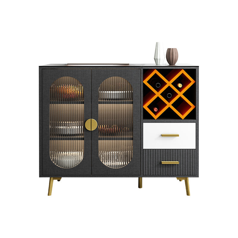 2-ladel gemanipuleerde houten sideboard Glam Stone Countertop Credenza met lamp voor restaurant