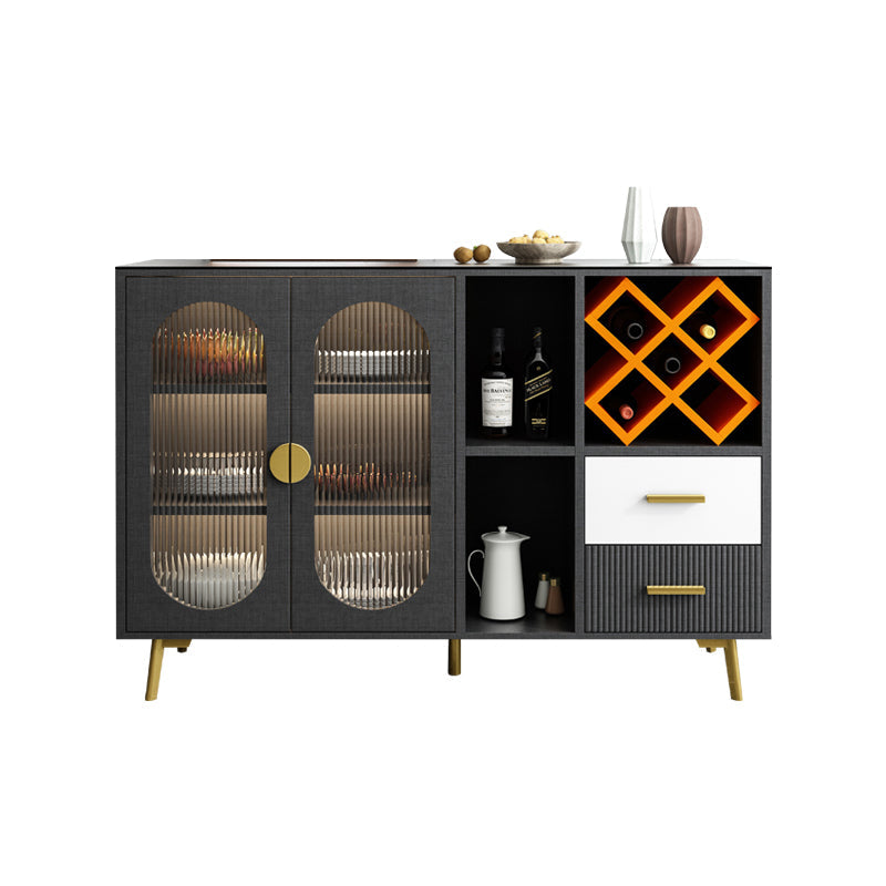 2-ladel gemanipuleerde houten sideboard Glam Stone Countertop Credenza met lamp voor restaurant