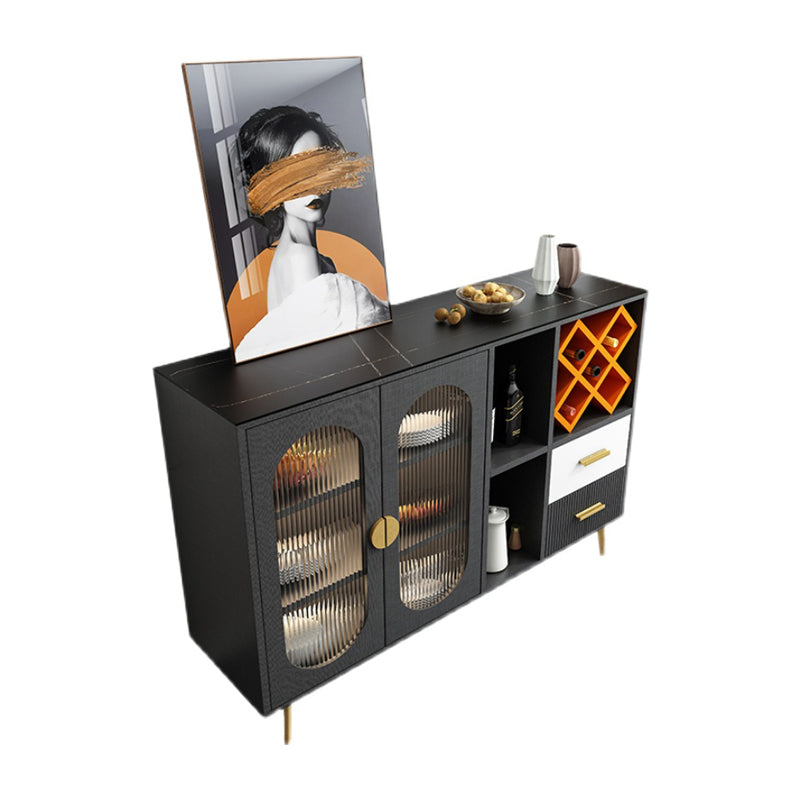 2-ladel gemanipuleerde houten sideboard Glam Stone Countertop Credenza met lamp voor restaurant
