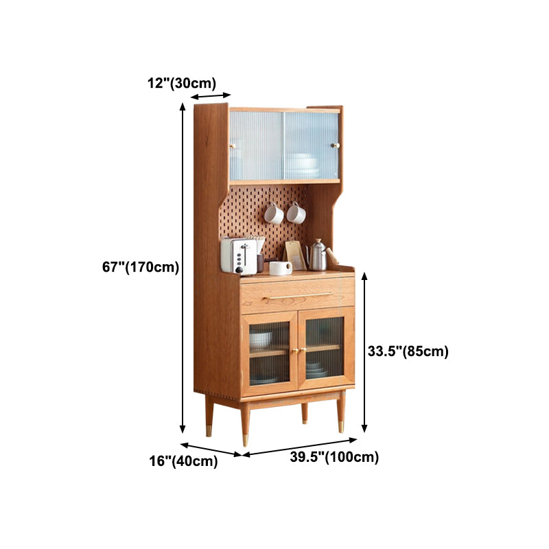 4 Doors 1 Drawer Sideboard Pine Wood Glam Style Cupboard for Dining Room