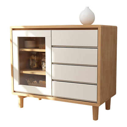 Gabinete aparador de comedor de madera de goma 35.5 "L credenza moderno con cajones y almacenamiento