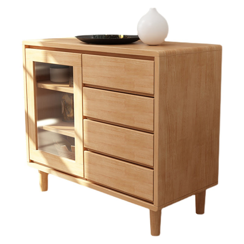 Gabinete aparador de comedor de madera de goma 35.5 "L credenza moderno con cajones y almacenamiento