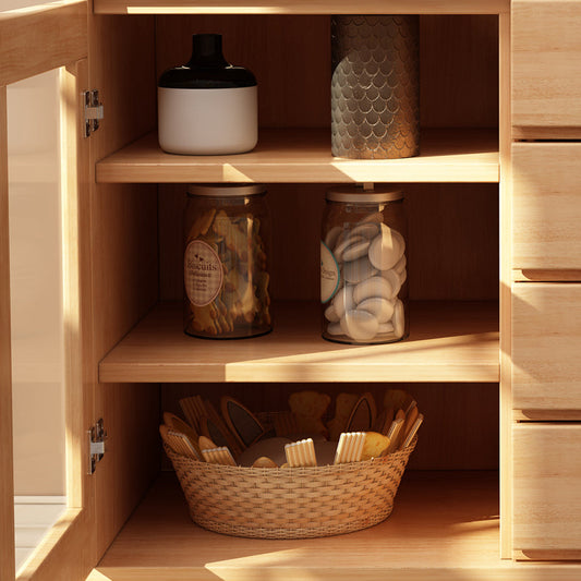 Rubberen houten eetkamer dressoirkast 35,5 "l Moderne credenza met laden en opslag