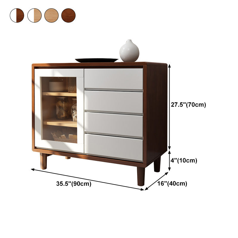Gabinete aparador de comedor de madera de goma 35.5 "L credenza moderno con cajones y almacenamiento