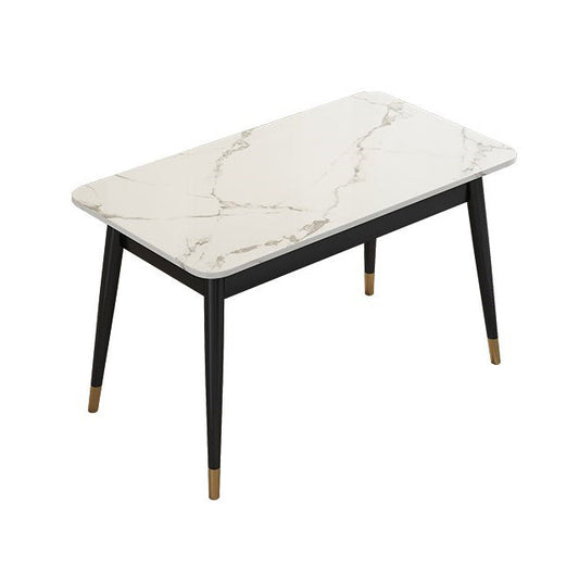 Traditional Luxury Dining Table Sintered Stone Rectangle Table with 4 Legs Black 47.2"L x 23.6"W x 29.5"H Without Chairs