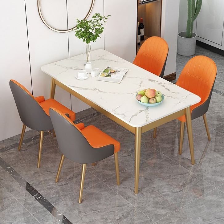 Traditional Luxury Dining Table Sintered Stone Rectangle Table with 4 Legs Clearhalo 'Dining Tables & Seating' 'Dining Tables' 'dining_table' 'furn' 'furn_dining_table' 'Furniture' 'Kitchen & Dining Furniture' 5806173