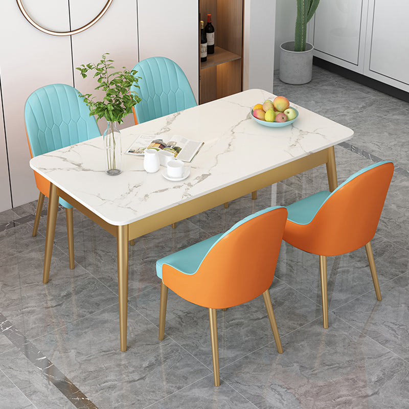 Traditional Luxury Dining Table Sintered Stone Rectangle Table with 4 Legs Clearhalo 'Dining Tables & Seating' 'Dining Tables' 'dining_table' 'furn' 'furn_dining_table' 'Furniture' 'Kitchen & Dining Furniture' 5806177