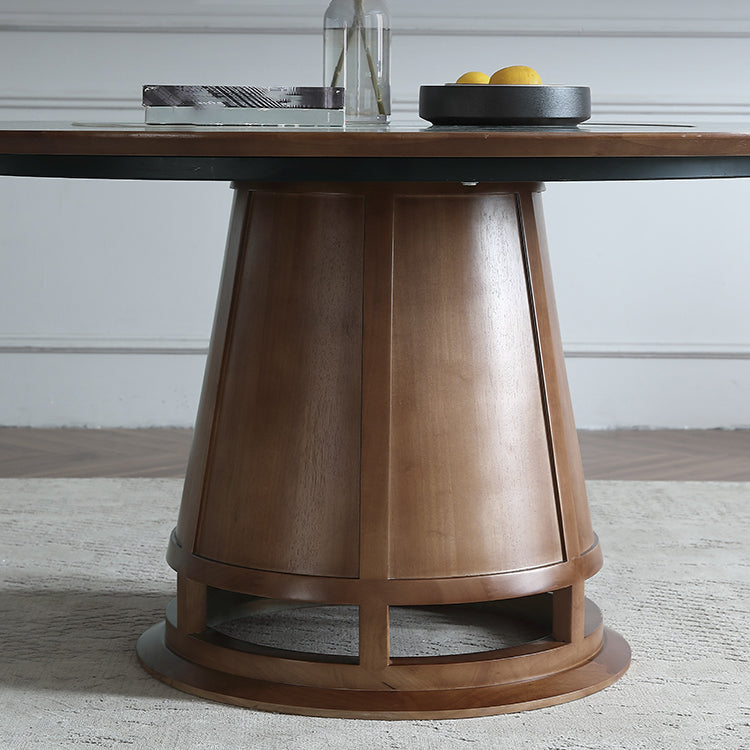 Tavolo da pranzo in legno massiccio in stile contemporaneo tavolo da pranzo rotondo con giradischi