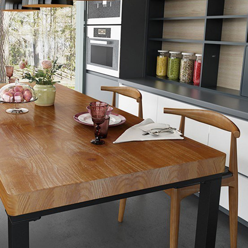 Tavolo da pranzo rettangolo industriale tavolo da pranzo a base di ferro in legno nero in legno nero