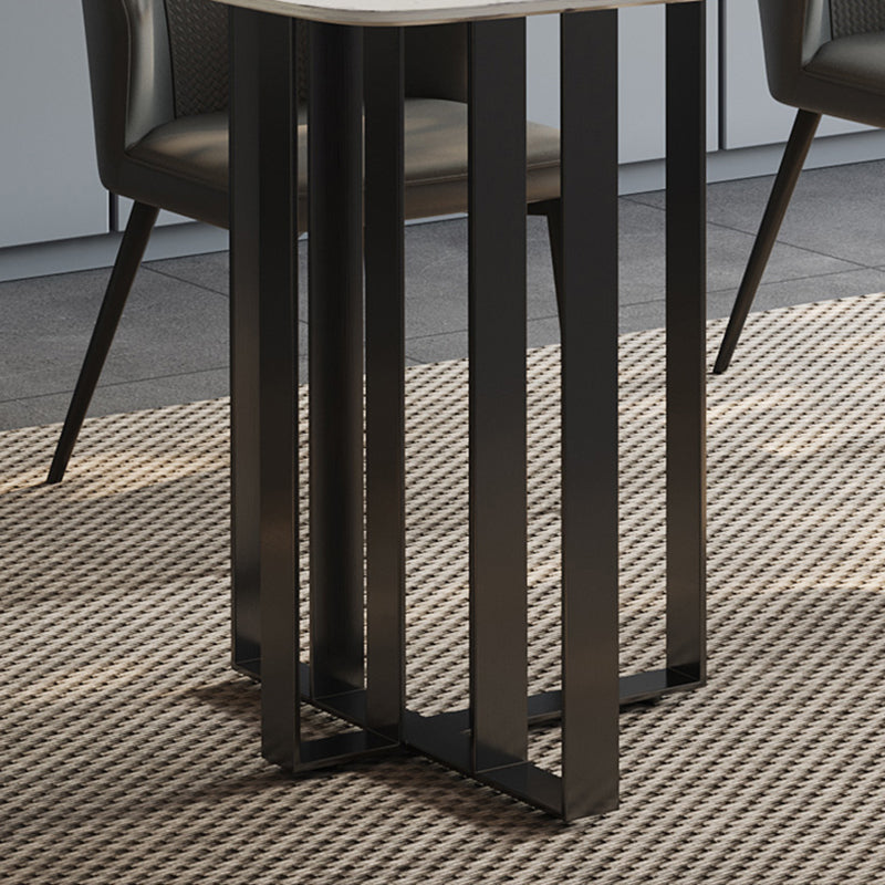 Dinner Table Stone Top Modern Double Pedestal Dining Table without Chair Clearhalo 'Dining Tables & Seating' 'Dining Tables' 'dining_table' 'furn' 'furn_dining_table' 'Furniture' 'Kitchen & Dining Furniture' 5806247