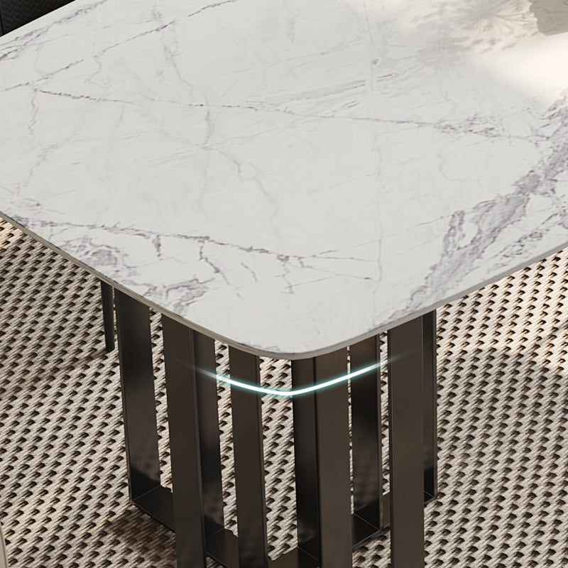Dinner Table Stone Top Modern Double Pedestal Dining Table without Chair Clearhalo 'Dining Tables & Seating' 'Dining Tables' 'dining_table' 'furn' 'furn_dining_table' 'Furniture' 'Kitchen & Dining Furniture' 5806249