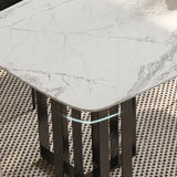 Dinner Table Stone Top Modern Double Pedestal Dining Table without Chair Clearhalo 'Dining Tables & Seating' 'Dining Tables' 'dining_table' 'furn' 'furn_dining_table' 'Furniture' 'Kitchen & Dining Furniture' 5806249