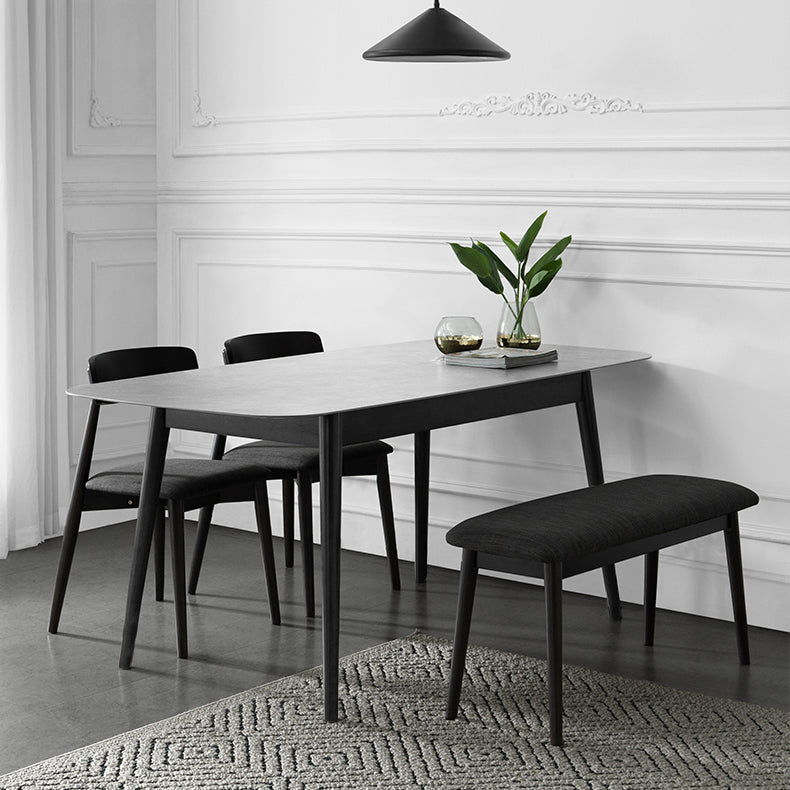 Tavolo da pranzo rettangolare in pietra grigio in stile moderno per cucina