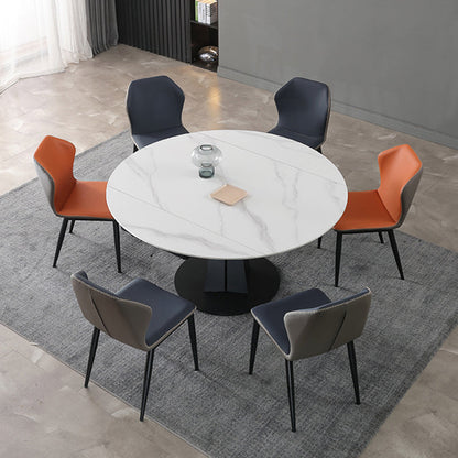 Modern Round Stone Table Standard Height Table Dining with Pedestal Base