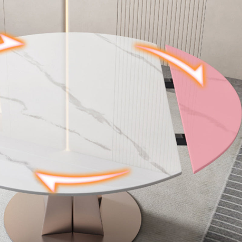 Modern Round Stone Table Standard Height Table Dining with Pedestal Base