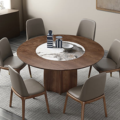 Ash Wood Round Dining Table Brown Convertible Pedestal Room Kitchen Table