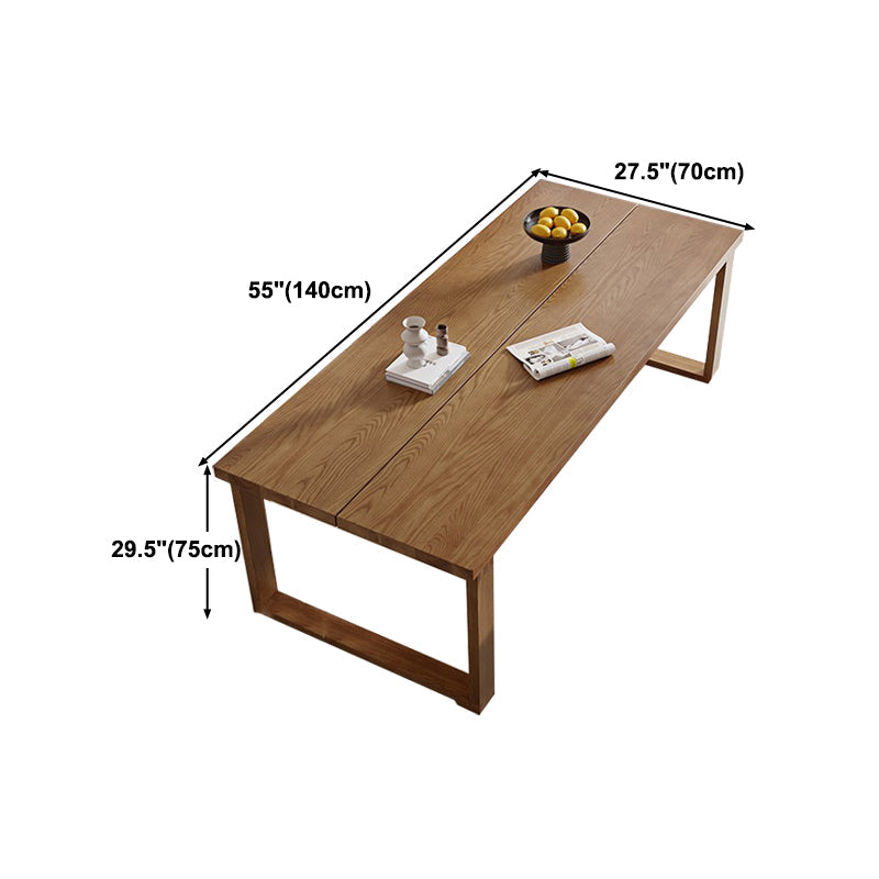 Tavolo da pranzo in legno in solido marrone mobili rettangolari moderni con doppia base di piedistallo