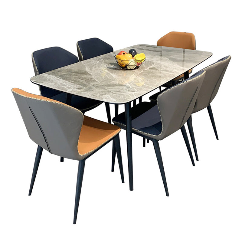 Modern Rectangle Stone Table 4 Legs Standard Height Kitchen Dining Table without Chair