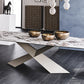 Modern Gray Stone Top Table Metal Base Rectangle Dining Table for Kitchen