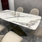 Modern Gray Stone Top Table Metal Base Rectangle Dining Table for Kitchen