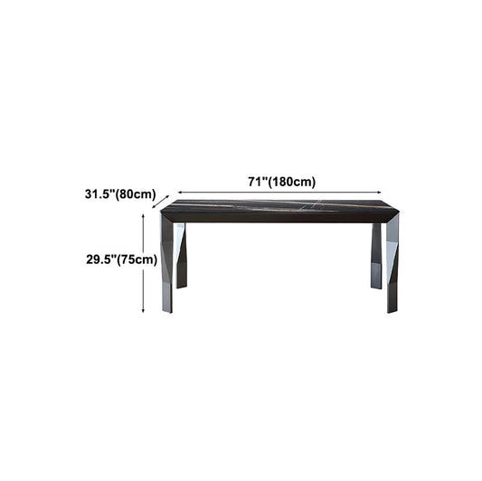 Modern Black Stone Table Rectangle Dining Room Table for Kitchen