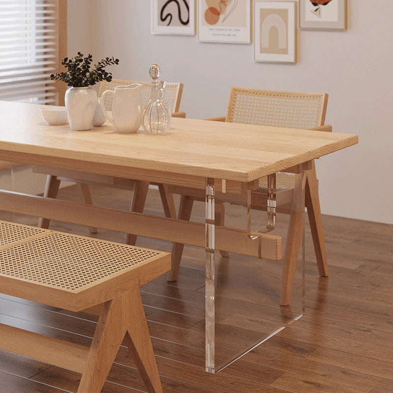 Solid Wood Trestle Base Table Modern Furniture in Natural for Restaurant Clearhalo 'Dining Tables & Seating' 'Dining Tables' 'dining_table' 'furn' 'furn_dining_table' 'Furniture' 'Kitchen & Dining Furniture' 5806499