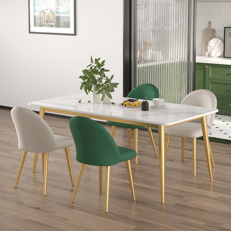 Table à manger de luxe traditionnelle Table à manger rectangulaire en pierre blanche pour la maison