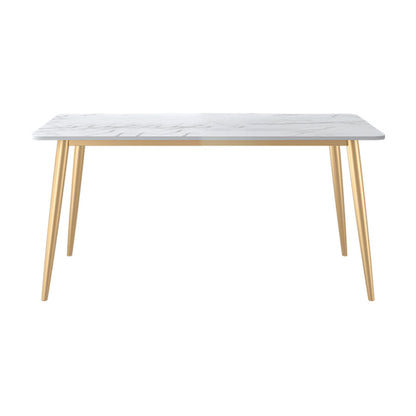 Table à manger de luxe traditionnelle Table à manger rectangulaire en pierre blanche pour la maison