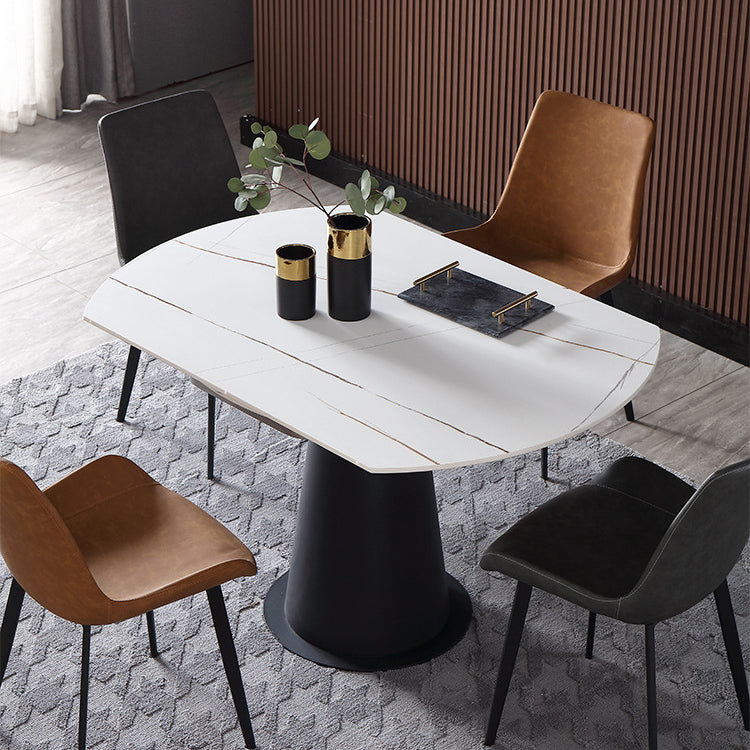 Tavolo da pranzo in pietra sinterizzato rettangolare mobili moderni con base di piedistallo