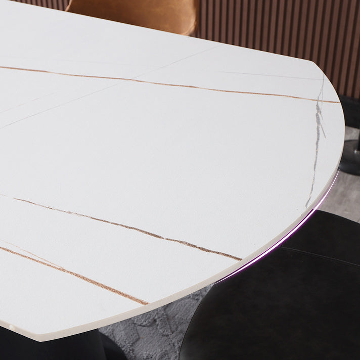 Tavolo da pranzo in pietra sinterizzato rettangolare mobili moderni con base di piedistallo