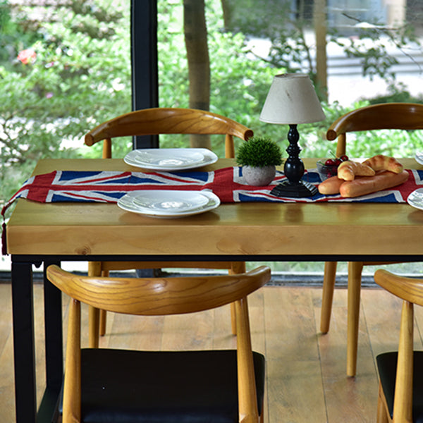 Tavolo da pranzo in legno in legno rettangolo nero tavolo da casa di base di cavalletto in ferro nero