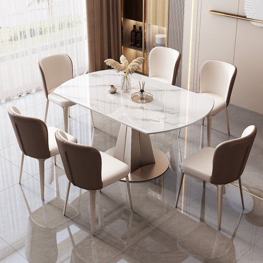 Simplicity Style Round Dining Table Stone Drop-Leaf Home Furniture