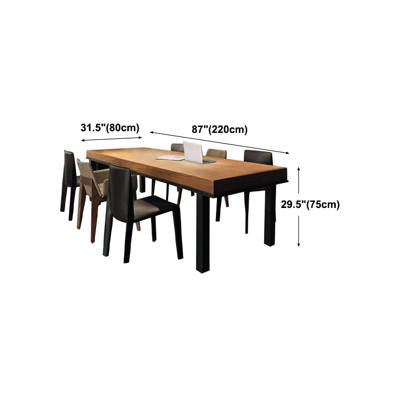 Rectangle Industrial Dining Table Solid Wood Top Home Table with 4 Black Iron Legs Clearhalo 'Dining Tables & Seating' 'Dining Tables' 'dining_table' 'furn' 'furn_dining_table' 'Furniture' 'Kitchen & Dining Furniture' 5806589