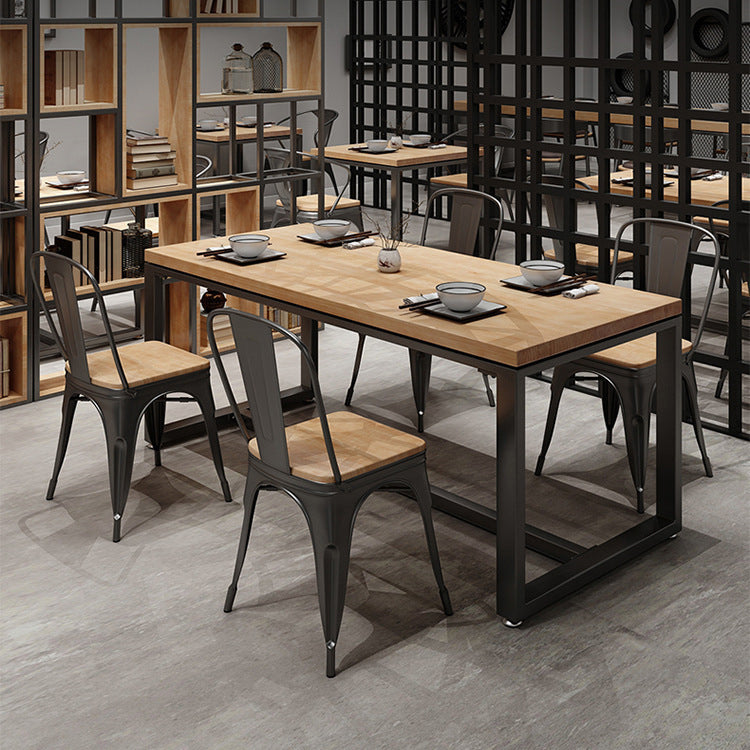 Tavolo da pranzo industriale naturale industriale in legno solido tavolo da base di cavalletto nero