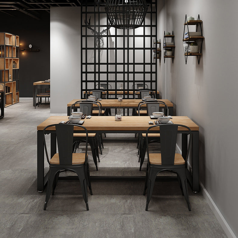 Tavolo da pranzo industriale naturale industriale in legno solido tavolo da base di cavalletto nero