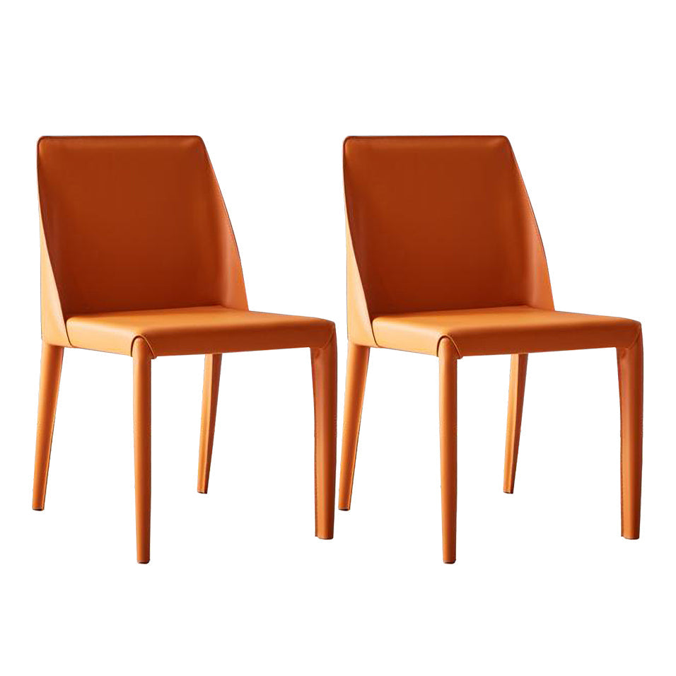 Silla de comedor de cuero de diseño minimalista para silla de espalda sólida en el hogar