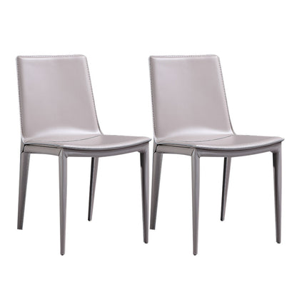 Leather Dining Chair Minimalist Design Solid Back Armless Dining Chair