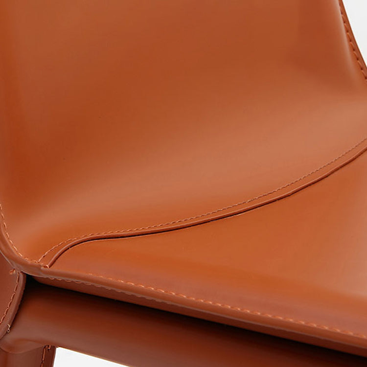 Leather Dining Chair Minimalist Design Solid Back Armless Dining Chair